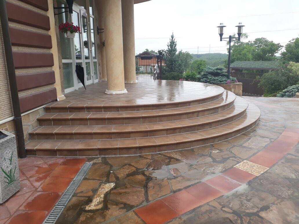 Монтаж клинкерных ступеней и плитки