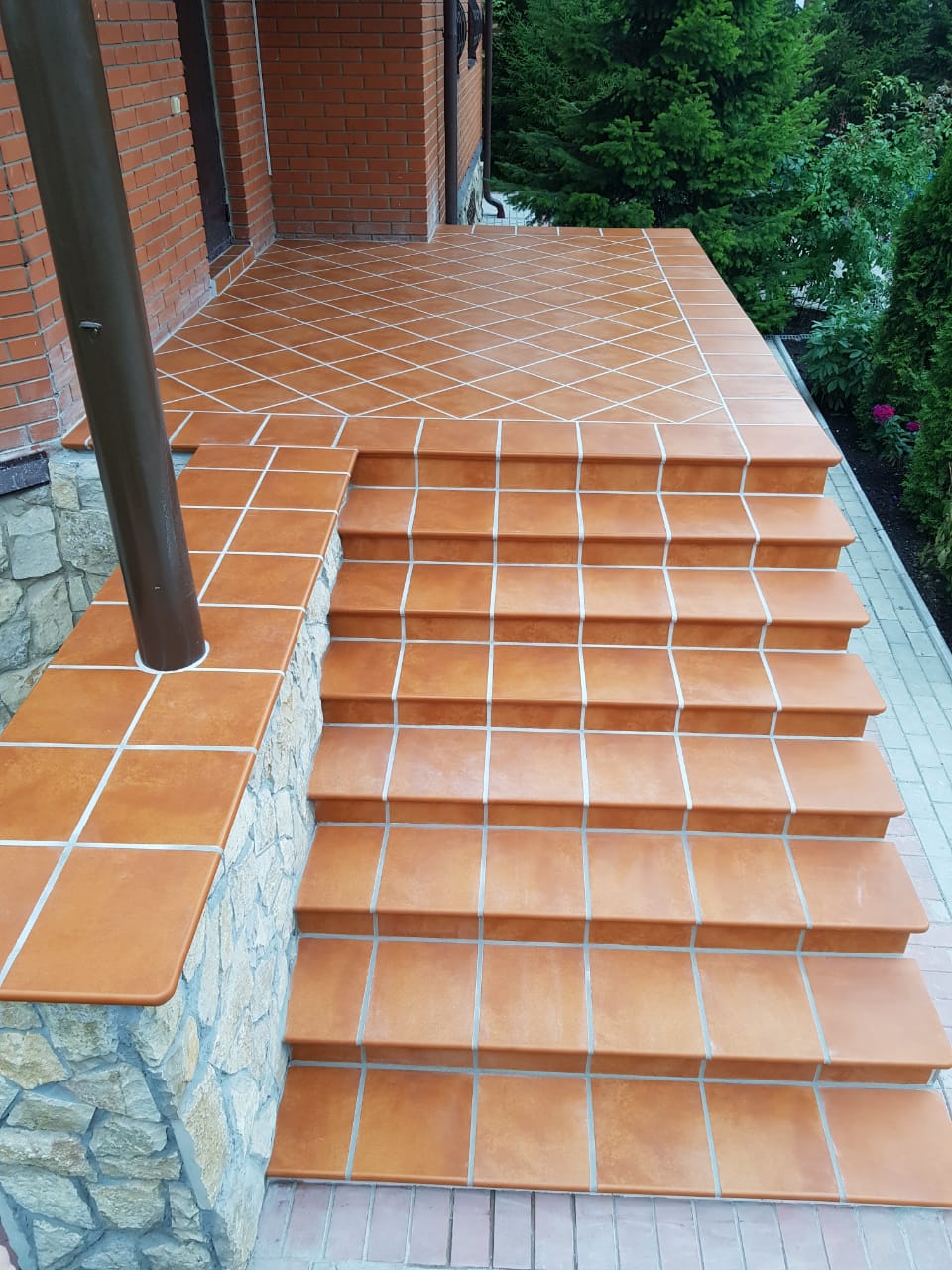 Монтаж клинкерных ступеней и плитки